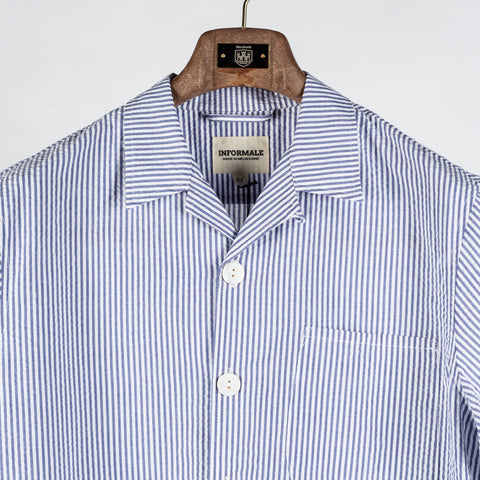 Informale Blue & White Stripped SH65 Cabana Overshirt 8