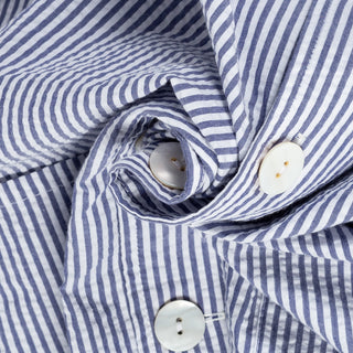 Informale Blue & White Stripped SH65 Cabana Overshirt - Red, Cotton, Seersucker, Japanese, Oversized - Alternate View