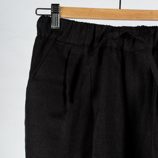 Informale Black T005 Linen Drawstring Trouser - Red, Linen, British - Detail View
