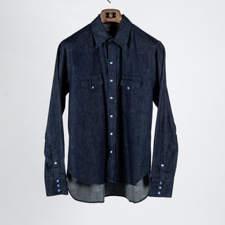 Wythe Rinsed Indigo Denim Pearlsnap Shirt 1