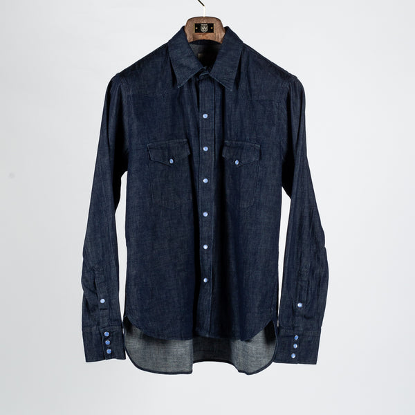 Rinsed Indigo Denim Pearlsnap Shirt