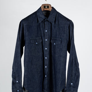 Wythe Rinsed Indigo Denim Pearlsnap Shirt 6