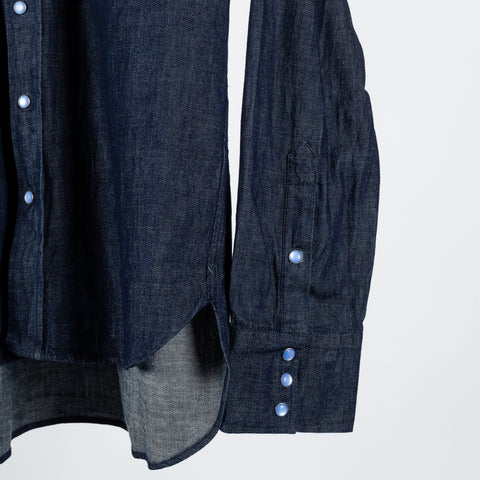 Wythe Rinsed Indigo Denim Pearlsnap Shirt 4