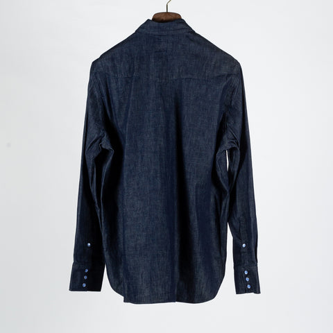 Wythe Rinsed Indigo Denim Pearlsnap Shirt 5