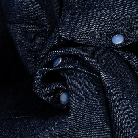 Wythe Rinsed Indigo Denim Pearlsnap Shirt 2