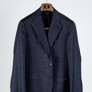 J Mueser Navy Cashmere-Wool Textured Blazer 6