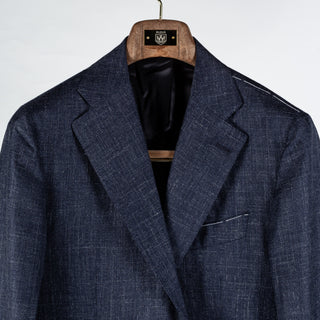J Mueser Navy Cashmere-Wool Textured Blazer 7