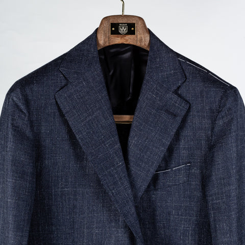 J Mueser Navy Cashmere-Wool Textured Blazer 7