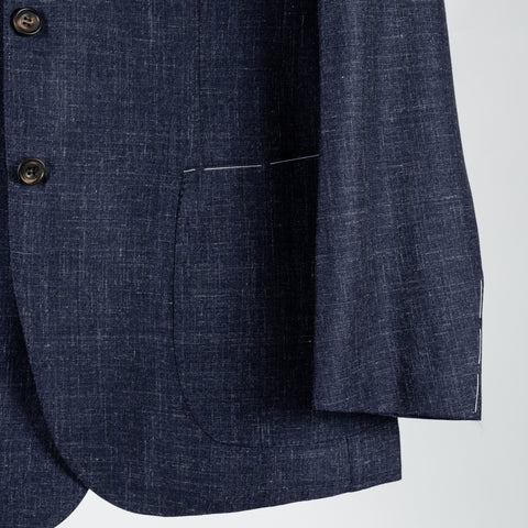 J Mueser Navy Cashmere-Wool Textured Blazer 4