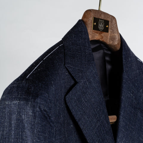 J Mueser Navy Cashmere-Wool Textured Blazer 3