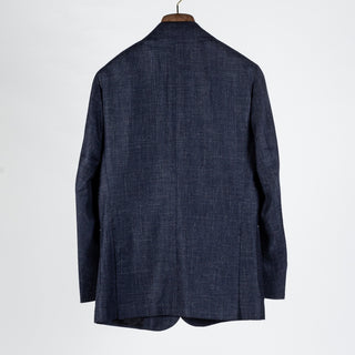 J Mueser Navy Cashmere-Wool Textured Blazer 5