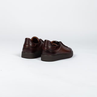 Dr.Mod Chocolate Brown Leather Sneaker - White, Denim, Leather, Italian, Knit - Alternate View