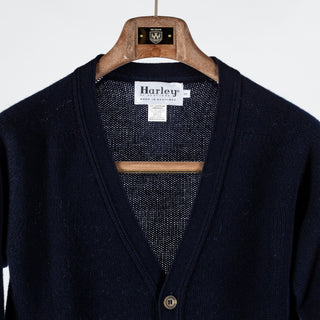 Harley Of Scotland Navy Lambswool Knit Cardigan - Wool, Denim, Scottish, Made In Scotland - View 7