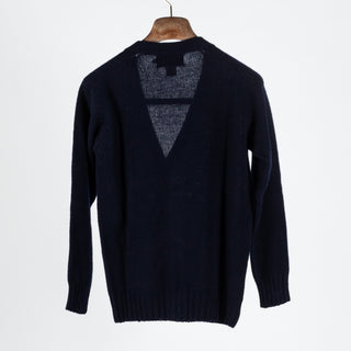 Harley Of Scotland Navy Lambswool Knit Cardigan - Wool, Denim, Scottish, Made In Scotland - View 5