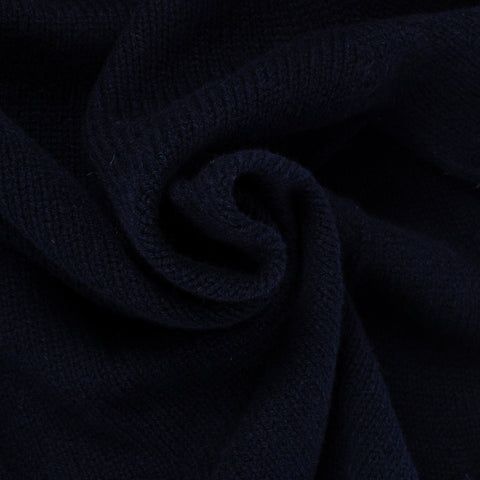 Harley Of Scotland Navy Lambswool Knit Cardigan - Wool, Denim, Scottish, Made In Scotland - Alternate View
