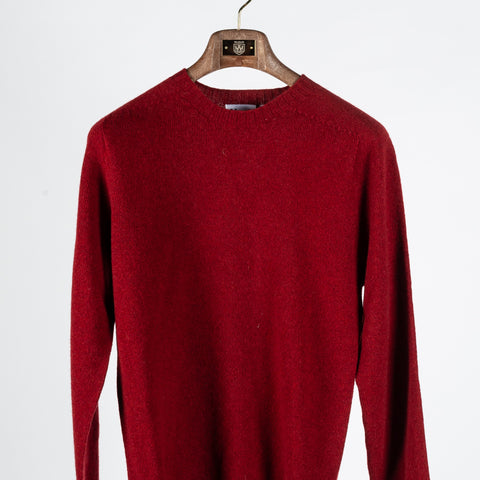 Harley Of Scotland Russet Red Lambswool Crewneck Sweater - Wool, Knit, Made In Scotland - View 6