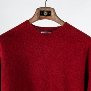 Harley Of Scotland Russet Red Lambswool Crewneck Sweater - Wool, Knit, Made In Scotland - View 7