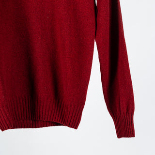 Harley Of Scotland Russet Red Lambswool Crewneck Sweater - Wool, Knit, Made In Scotland - Back View