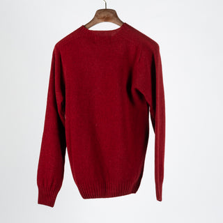 Harley Of Scotland Russet Red Lambswool Crewneck Sweater - Wool, Knit, Made In Scotland - View 5