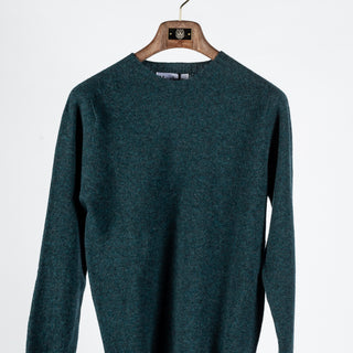 Harley Of Scotland Teal Lambswool Crewneck Sweater - Wool, Knit, Made In Scotland - View 6