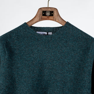 Harley Of Scotland Teal Lambswool Crewneck Sweater - Wool, Knit, Made In Scotland - View 7