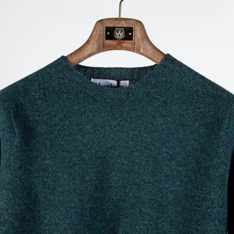 Harley Of Scotland Teal Lambswool Crewneck Sweater - Wool, Knit, Made In Scotland - View 7