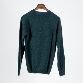 Harley Of Scotland Teal Lambswool Crewneck Sweater - Wool, Knit, Made In Scotland - View 5