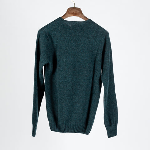 Harley Of Scotland Teal Lambswool Crewneck Sweater - Wool, Knit, Made In Scotland - View 5
