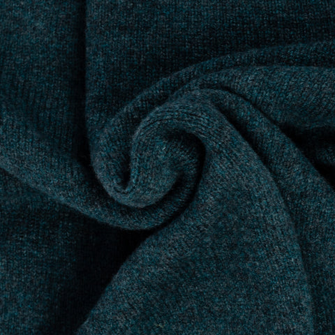 Harley Of Scotland Teal Lambswool Crewneck Sweater - Wool, Knit, Made In Scotland - Alternate View