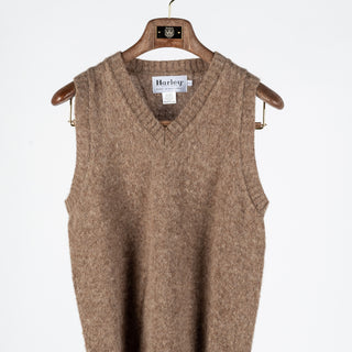 Harley Of Scotland Tan Shaggy Slipover Vest - Wool, Knit, Made In Scotland - View 5