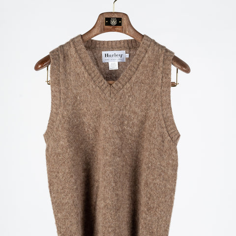 Harley Of Scotland Tan Shaggy Slipover Vest - Wool, Knit, Made In Scotland - View 5