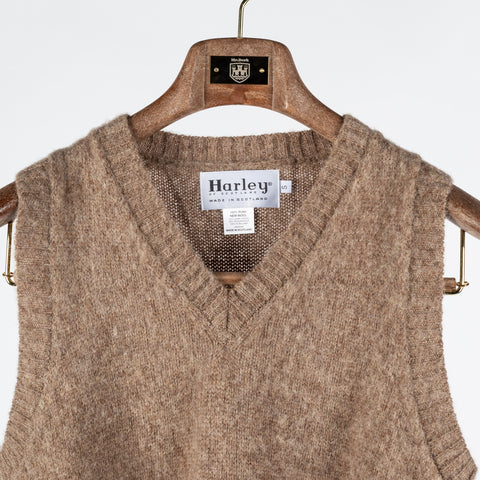 Harley Of Scotland Tan Shaggy Slipover Vest - Wool, Knit, Made In Scotland - View 6