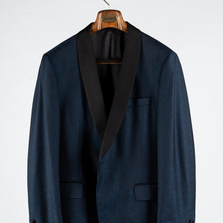 Empire Navy Paisley Shawl Lapel Dinner Jacket - Wool, Silk, Leather, Made In Canada - View 6