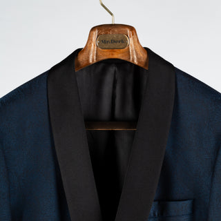 Empire Navy Paisley Shawl Lapel Dinner Jacket - Wool, Silk, Leather, Made In Canada - View 7