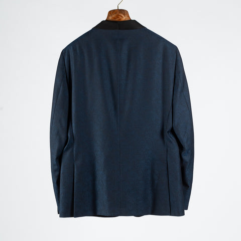 Empire Navy Paisley Shawl Lapel Dinner Jacket - Wool, Silk, Leather, Made In Canada - View 5
