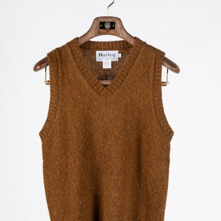 Harley Of Scotland Medium Brown Shaggy Slipover Vest - Wool, Knit, Made In Scotland - View 5