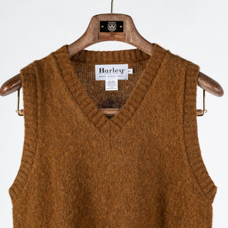 Harley Of Scotland Medium Brown Shaggy Slipover Vest - Wool, Knit, Made In Scotland - View 6