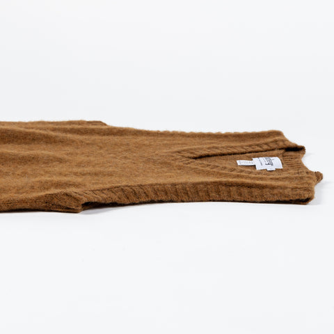 Harley Of Scotland Medium Brown Shaggy Slipover Vest - Wool, Knit, Made In Scotland - View 7