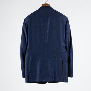 Empire Navy Paisley Notch Lapel Dinner Jacket - Wool, Silk, Leather, Made In Canada - View 5