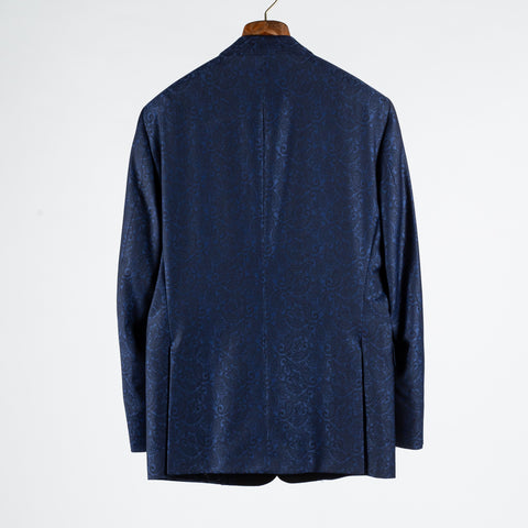 Empire Navy Paisley Notch Lapel Dinner Jacket - Wool, Silk, Leather, Made In Canada - View 5