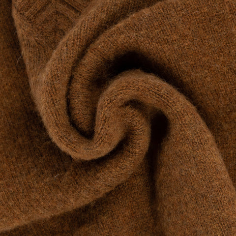 Harley Of Scotland Medium Brown Shaggy Slipover Vest - Wool, Knit, Made In Scotland - Alternate View
