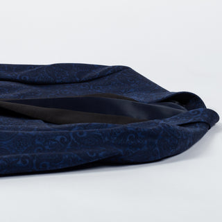 Empire Navy Paisley Notch Lapel Dinner Jacket - Wool, Silk, Leather, Made In Canada - View 8