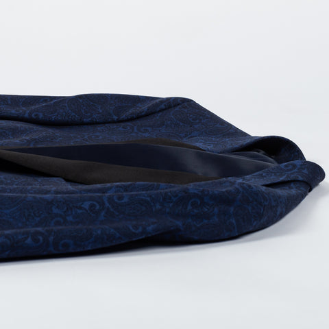 Empire Navy Paisley Notch Lapel Dinner Jacket - Wool, Silk, Leather, Made In Canada - View 8