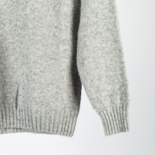 Harley Of Scotland Light Grey Shaggy Crewneck Sweater - Wool, Cashmere, Knit, Made In Scotland - Back View