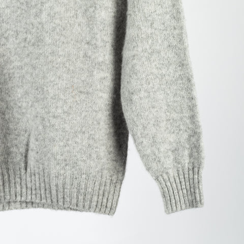 Harley Of Scotland Light Grey Shaggy Crewneck Sweater - Wool, Cashmere, Knit, Made In Scotland - Back View