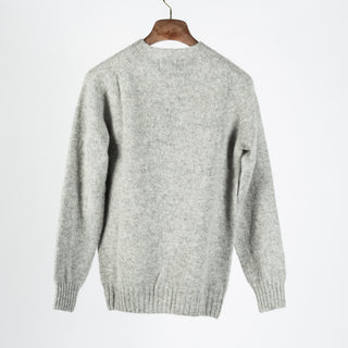 Harley Of Scotland Light Grey Shaggy Crewneck Sweater - Wool, Cashmere, Knit, Made In Scotland - View 5