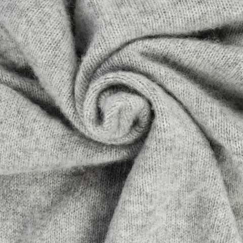 Harley Of Scotland Light Grey Shaggy Crewneck Sweater - Wool, Cashmere, Knit, Made In Scotland - Alternate View