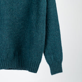 Harley Of Scotland Teal Shaggy Crewneck Sweater - Red, Wool, Cashmere, Scottish, Tailored Fit, Knit, Made In Scotland -...