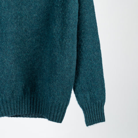 Harley Of Scotland Teal Shaggy Crewneck Sweater - Red, Wool, Cashmere, Scottish, Tailored Fit, Knit, Made In Scotland -...