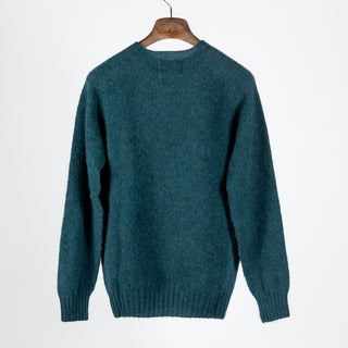 Harley Of Scotland Teal Shaggy Crewneck Sweater - Red, Wool, Cashmere, Scottish, Tailored Fit, Knit, Made In Scotland -...